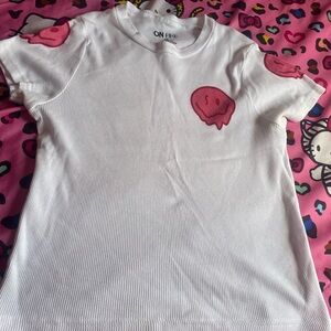 Kids White and Pink Graphic T-Shirt